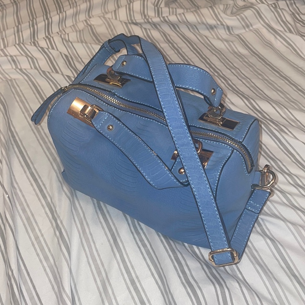 Super Cute Melie Bianco Purse Soft Blue w/ Gold Accents